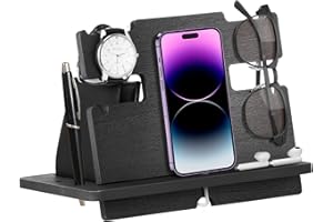 ALIVEBYTE Vatertagsgeschenk Geschenke für Männer Geschenke für Papa Holz Telefon Dockingstation Nachttisch Organizer Vater Geburtstagsgeschenk für Männer Docking Station Holz Papa Ehemann Geschenke zum Vatertag