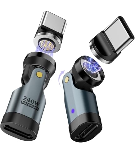Adattatore Magnetico USB-C MoKo 240W – Rotazione 360° E 180°, Per IPhone 16/15, MacBook, Galaxy, Ricarica Rapida