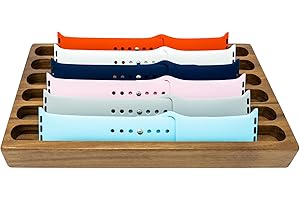 ATP MODERN Organizador de exhibición de correa de reloj de nogal, cartera de soporte de correa de madera, compatible con todas las correas de watch de 38 mm, 42 mm y 44 mm (6, nogal)