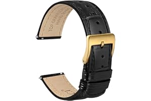 WOCCI Correa de Reloj para Hombre y Mujer, Cuero de Grano Superior, Grano de Cocodrilo en Relieve, Liberación Rápida, 18mm 20mm 22mm