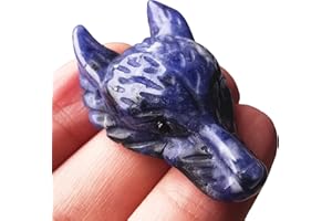 Manekieko 40mm Wolfskopf Taschenkristalle Und Heilsteinfigur, Haped DIY – Schmuckanhänger