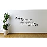 John Lennon Imagine Lyrics Quote Wall Art Decal Sticker NQ6 (Small: 53cm - 24cm, Black)