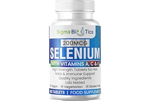 SIGMABIOTICS Selenium with Vitamins A, C & E - Promotes Healthy Hair, Skin & Nails - Supports The Immune System - Superior Absorption Formula - Vegan and Gluten Free - 60 Tablets for 2 Months Supply