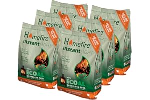 Homefire Instant Light Smokeless Ecoal Bag, for Open Fires and Multi-fuel Stoves, 3 kg (Pack of 6)