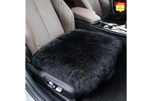 SISHA-A Sisha Sheep Wool Seat Cushion Cover Winter Warm Natural Wool Car Seat Covers Universal Fit for Most Car, Truck, SUV, or Van Front Black