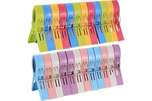 XIANGJUNLY 24 Pezzi Mollette da Bucato, Clips di Vestiti Antivento, Mollette in Plastica Grandi Multicolore, Clips Molletta Pioli Supporti per Telo Mare, Trapunta, Vestiti, Coperta, Lavanderia