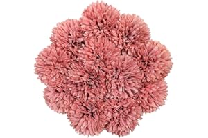 Tifuly Flores de Hortensia Artificial, 12 Piezas de crisantemo de Seda pequeña Bola de Flores para la decoración de la Oficina del jardín del hogar, Ramos de Novia, arreglos Florales(Rosado)