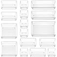 Lychico 16 Pcs Clear Plastic Drawer Organiser Trays for Versatile Storage, Customizable Layout, BPA-Free and Durable, for Makeup, Bedroom, Office, Kitchen