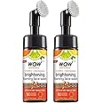 WOW Skin Science Brightening Vitamin C & Niacinamide Foaming Face Wash|For Brighter Glow|Built-in Brush for Deep Cleansing|Brightens & Evens Out Skin Tone|Face Wash for Women & Men|150ml|Pack of 2