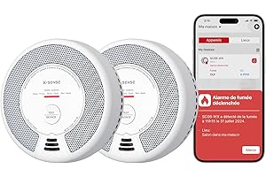 X-Sense Wi-FI Détecteur de Fumée et de Monoxyde de Carbone Connecté avec Pile remplaçable, Détecteur Combiné Intelligent Compatible avec l’Application X-Sense Home Security, SC06-WX, Lot de 2