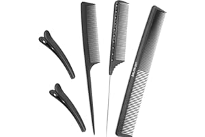 RAYKCE Peigne Cheveux 3 Pièces, bonus 2 Pinces Cheveux Peigne a Queue Antistatique Peigne en Fibre de Carbone Peigne Coiffeur Professionnel Peignes à Cheveux, Peigne pour Femmes Hommes