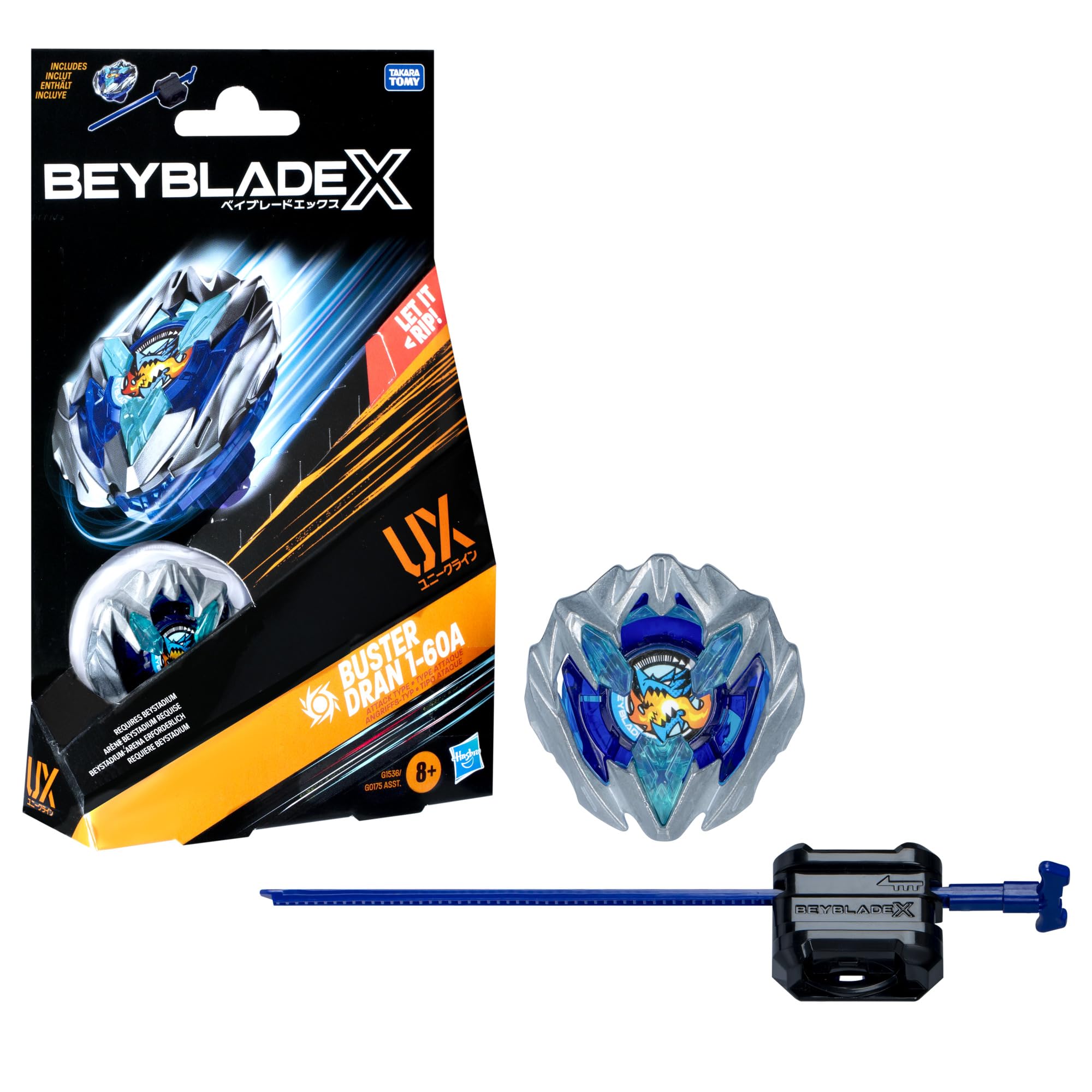 Beyblade X, Kit Inicial Buster Dran 1-60A UX con Top y Lanzador - 1