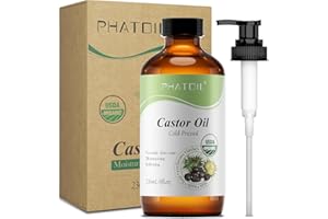‎PHATOIL PHATOIL Rizinusöl Bio Kaltgepresst 236ML, Organic Castor Oil 100% Rein Natürlich, Rizinus Öl für Haaröl, Körperöl, Wimpern, Augenbrauen, Nägel, Bart, Rizinusöl Packung für Leberentgiftung