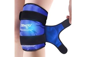 ‎NEWGO NEWGO Groß Kühlmanschette Knie mit 3 Klettverschlüssen, Vollständig umschließende Eiskompression für Schmerzlinderung, Wiederverwendbar Knie kühlbandage für Knie-Ersatz-Operation （750g/ Stück)