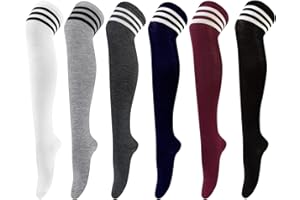 CHALIER COZY 6 Pairs Knee High Sock Women Over Knee Thigh Socks for Girls Ladies Long Boot Stocking Leg Warmer High Socks Casual for Daily Wear, Cosplay