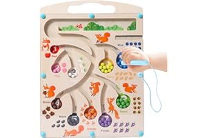 66 MING YING Magnetisches Spiel Labyrinth Montessori Spielzeug,Kinder Spielzeug 2 3 4 Jahre Mädchen Jungen,Holz Spielzeug Sortierung Spiel Magnete Motor Fähigkeiten Spielzeug (squirrel)