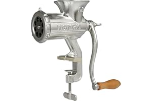 Victoria Picadora Trituradora de Carne Manual, Embutidora Salchichas, Chorizo, Máquina para Picar Carne para Embutidos, Hierro Fundido, Número 10, Meat Grinder con Abrazadera para Mesa