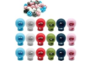 CKANDAY 60 Pcs Plastic Cord Locks, Single Hole End Spring Toggle Stopper Slider for Drawstring Backpack Rucksack Craft Supplies - 6 Colors,Round Ball Shape