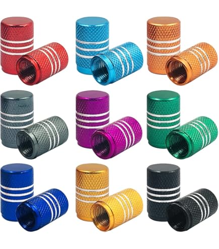 Tappi Valvola Pneumatici In Alluminio - 20 Pezzi Multicolore | Parapolvere Per Auto, Moto, Bici - Foto 2