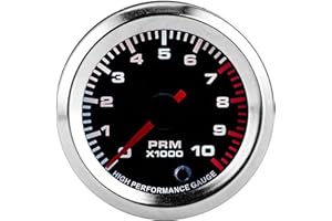 Tacómetro, Qiilu Tacómetro, medidor de revolución de tacómetro universal de 7 colores de 52 mm / 2 pulgadas con rango de medición 0‑10000 RPM