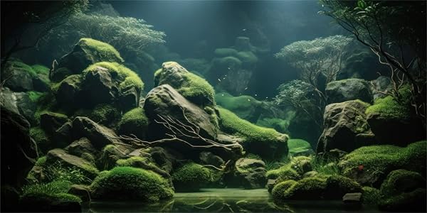 MIRRORANG 91x50cm Tropical Fish Tank Poster Backdrop River Bed & Lake Aquatic Plant Undersea Aquarium Background Vinyl - 1