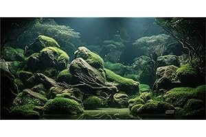 MIRRORANG 76x30cm Acquario Tropicale Poster Sfondo Fiume Letto & Lago Pianta Acquatica Acquario Sottomarino Sfondo Vinile