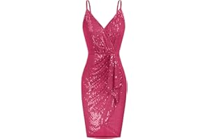 GRACE KARIN Women Sequined Sleeveless V-Neck Bodycon HIPS-Wrapped Party Cocktail Club Dress