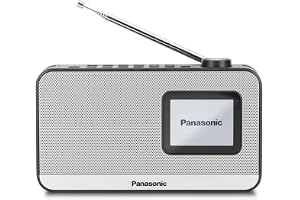 Panasonic RF-D15EG-K bärbar DAB+/FM digital radio med Bluetooth, 2,4 tums TFT LCD-skärm, 1 W 5 cm högtalare, 4 förinställda knappar, batteri och nätdriven, sömn, larm, klockfunktioner, svart.
