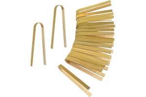 Luter - Alicates de bambú desechables para cocina (20 unidades, pinzas para pan, alicates de pan naturales para la cocina