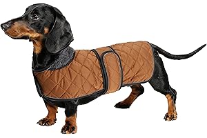 Geyecete Abrigo térmico de Invierno para Perro Salchicha,con Forro Polar cálido,Impermeable Ropa al Aire Libre con Bandas Ajustables e Agujero del arnés,para medianos/pequeña Perros - Marrón-S