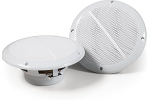 HOLLYWOOD THE STARSOUND Hollywood Deckenlautsprecher Wandlautsprecher Außenlautsprecher Paar | WL-18 | 2 x Lautpsrecher 100W Ø179mm für Camping, Boote, Gastronomie Terrasse Bad, 20W RMS, 8 Ohm, weiß