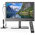 ZOSHING 14" Small 1080P screen TV with freeview Reception and Aerial,Two Power AC/DC-12V,HDMI-USB-VGA Input Ports for Camper/Monitors/kitchens