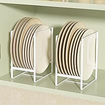 ASelected 4 Supporti Per Piatti In Metallo Nero - Organizer Multifunzione Per Scolapiatti, Coperchi E Taglieri - Per Armadi E Cucina - Dimensioni Piccole E Grandi - 6