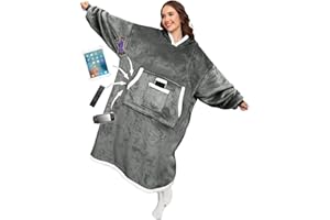 RITOSTA Oversized Hoodie Blanket Wearable Sweatshirts for Women Snuggle Hoodie Fluffy Fleece Warm Throw Cosy Sherpa Giant Hooded Sweatshirt with Pockets for Women Men Adult,One Size