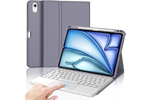 IVEOPPE Funda Teclado iPad Air 11 (M2 2024/M3 2025) con Touchpad, Cover Teclado Trackpad Español Ñ Bluetooth Magnética Desmontable para iPad Air M2 2024/M3 2025 11 Pulgadas, Púrpura Lavanda