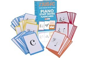 JYCSTE Musik-Flash-Karten, 104 Klavier-Flash-Karten - Grundlegende Musiksymbole, Notenlinien-Notation, Tonhöhen-/Silbenbezeichnungen, Tastaturposition, Bässe/Silben (Piano FlashCards)