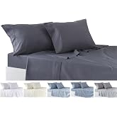Todocama 4-Piece Bedding Set &ndash; Fitted Sheet &ndash; Top Sheet &ndash; Two Pillowcases 50 x 80 cm (Bed 90-90 x 190/200 cm, Dark Grey)