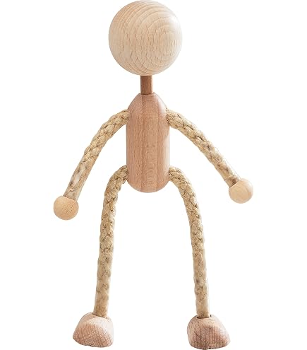 HOMSFOU 4 Stück Holzpflockpuppen – 3 Zoll, Unfertig Zum Bemalen, Bewegliche Arme & Beine
