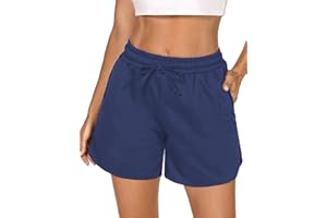 Demegimi Shorts Damen Sport Kurze Sporthose Sommer Kurze Hose Baumwolle High Waist Sweatshorts Running Shorts Gym Fitness Shorts Jogginghose