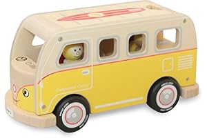 Indigo Jamm Casey Camper Van, Retro Classic Wooden Toy Vehicle with Removable Roof and Passengers holiday van for 2 year olds, 3 year olds, 4 year olds