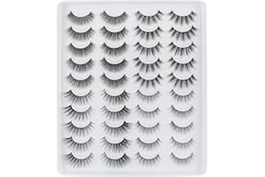 Faux Cils Naturel Court Doux 3d Faux Cil 20 paires Réutilisable à la main 4styles Epais Cat Eye Wispies Fake Lashes Multipack Mink Lashes Minces Bande par Glowing Win