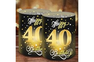Moorle 12 Windlicht Tischdeko 40 Geburtstag, Deko 40. Geburtstags Männer, 40 Jahre Happy Birthday Tischdeko, Geburtstag Tischdeko Frauen, Windlichter Deko für Teelichter oder Kerzen