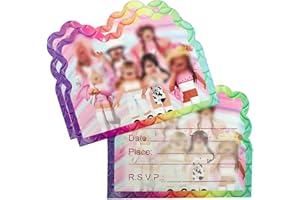simyron 50pcs Biglietti Invito Inviti Compleanno Bambini, Inviti Bambini Battesimo per Bambini, Ragazze Festa Compleanno
