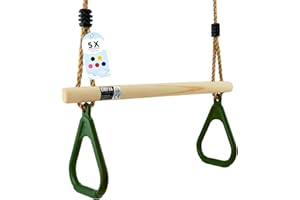 ‎GO!ELEMENTS Trapez Schaukel Garten | Kinderschaukel Outdoor Indoor | Höhenverstellbar & rutschfest | Schaukelsitz - Schaukelbrett - Brettschaukel | robuste Schaukel mit Holzstange & Kunststoffringen