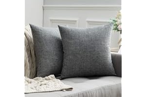 MIULEE Kissenbezüge Kissenhülle Dekokissen Leinen-Optik Dekorative Kissenbezug Sofakissen Couchkissen Deko Kreuz mit Verstecktem Reißverschluss für Sofa Schlafzimmer 2er Set 50x50 cm Hellgrau