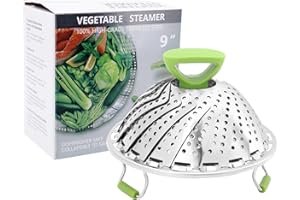 ShawFly vegetable steamer stainless steel Foldable steamer basket, water filter bowl, with anti-hot extendable handle and non-slip legs