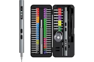 SOONAN Améliorée Set de tournevis électriques 58 en 1, Kit de mini-tournevis sans fil rechargeable, Kit d'outils de réparation de précision avec 50 embouts, pour montres, téléphones, lunettes