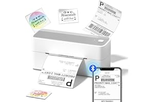 Omezizy Bluetooth DHL Etikettendrucker, Thermodrucker 4x6, Versandetiketten Drucker, Etikettendrucker für Amazon, Zalando, Ebay, Shopify, DHL, UPS, Nnterstützt Android/iOS und Windows/Mac/Chrome
