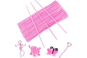 GCQQ 100Pcs Pink Pipe Cleaners, 6mm*30cm Chenilles Stems Pipe, Chenille Crafts Pipecleaners for DIY & Cleaning