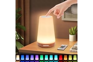 HOOMOOZ LED Nachttischlampe mit Fernbedienung, Touch Dimmbar Kinder Nachtlampe 13 Farben und 4 Modi, 1800mAh USB Aufladbar und Timing Funktion, Tragbar Nachtlicht für Camping Schlafzimmer Wohnzimmer